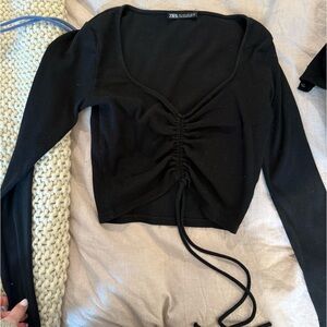 Zara Black Ruched Women's Top